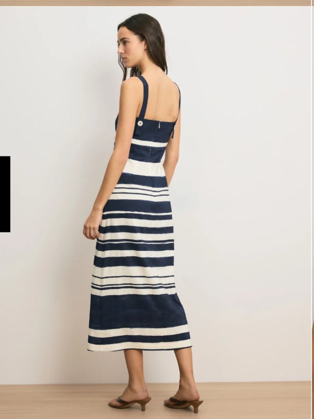 Ella Striped Midi Dress in Navy & Dove Stripes | Veronica Beard - Picture 4 of 4
